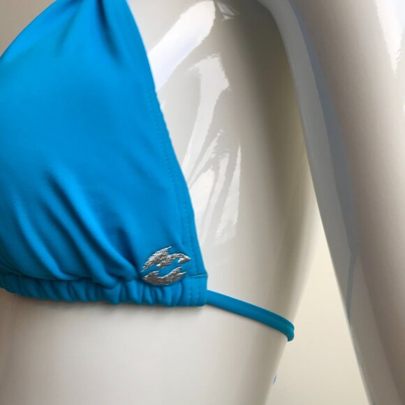 Billabong BLUE CRUSH era Vintage bikini solid blue halter top set RARE - Picture 6 of 10